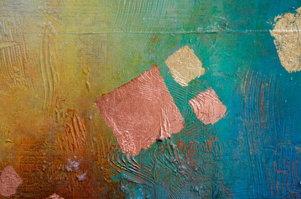 rising alchemy detail with copper and gold leaf